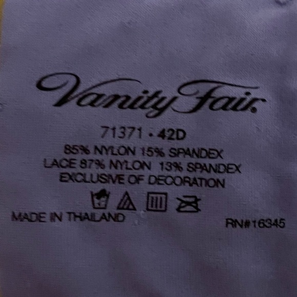 EUC Vanity Fair Blue 42D Bra 85% NYLON 15% SPANDEX & LACE 87% NYLON 13% SPANDEX - Picture 8 of 8